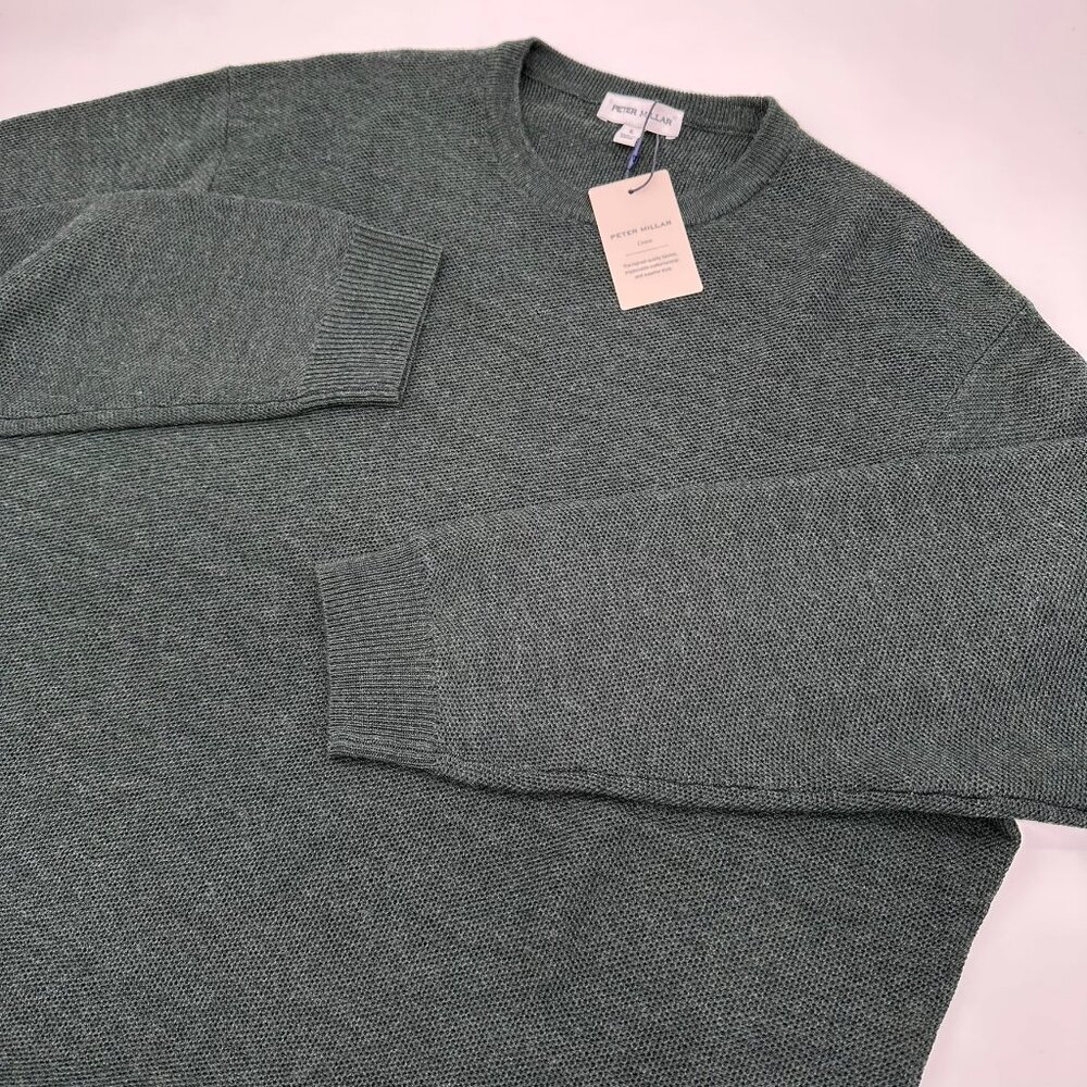 Peter Millar Men's Autumn Crest Honeycomb Crewneck Sweater, Size Large, Green